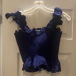 Hill House Midnight Blue Ruffle Blouse